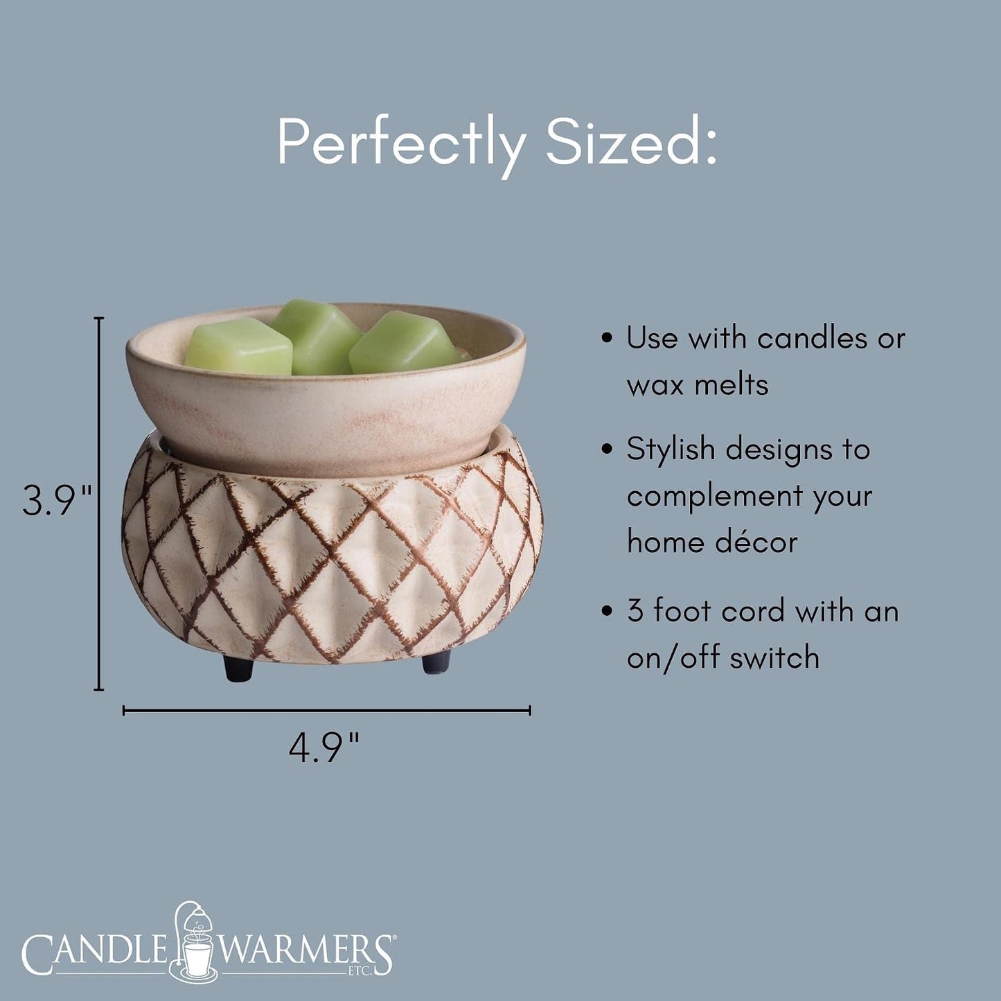 Candle Warmers ETC. Vintage Bulb Illumination Fragrance Warmer- Light-Up Warmer for Warming Scented Candle Wax Melts and Tarts to Freshen Room, Apothecary