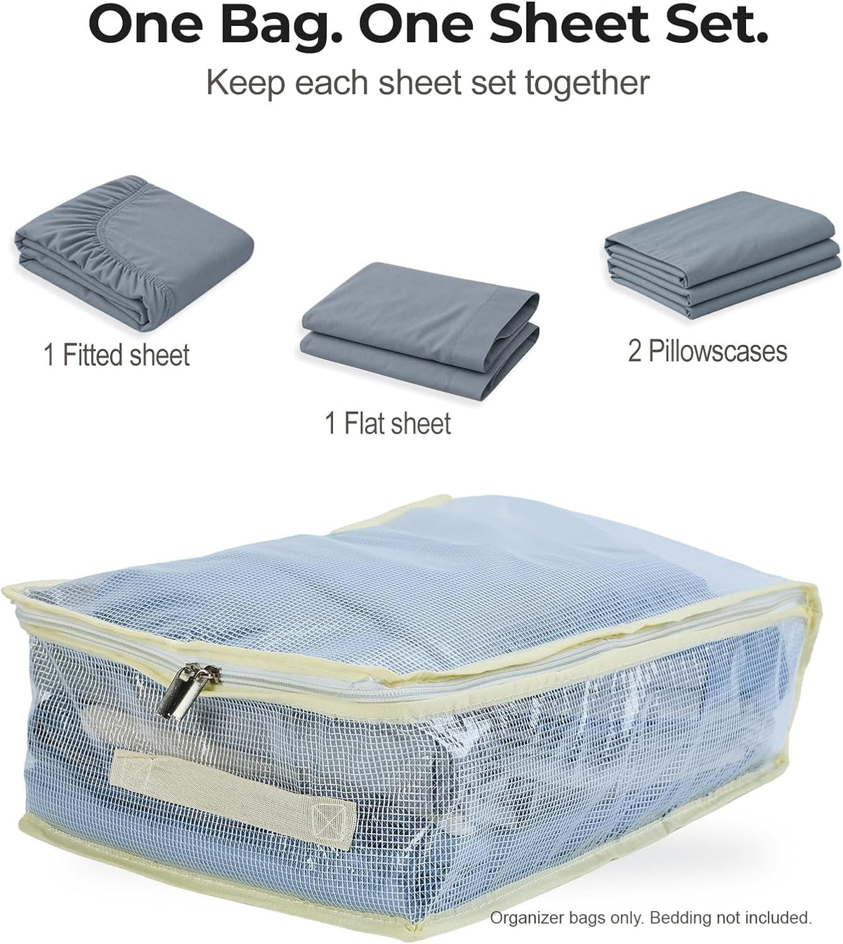 Clear Bed Sheet Organizer Bags for Linen Closet 6 Pack