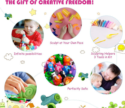 Air Dry Modeling Clay Kit - 24 Colors with 3 Sculpting Tools - Magic Foam Clay for Kids & Adults - DIY Molding Gift for Boys & Girls