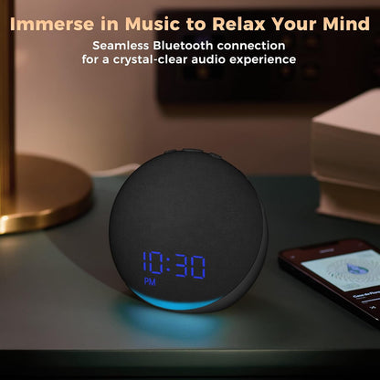 Sound Machine Alarm Clock for Bedroom: 25 Natural Sleep Sounds - White Noise Machine for Adults Kids Baby - Gentle Wake Up Alarm with Bluetooth Speaker - Putty
