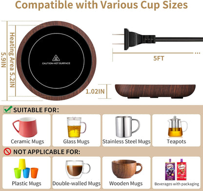 Coffee Mug Warmer for Desk 4H Auto Shut Off, Smart Coffee Cup Warmer with 3 Temperature Setting, Electric Mug Warmer Plate for Coffee, Milk, Tea (White)