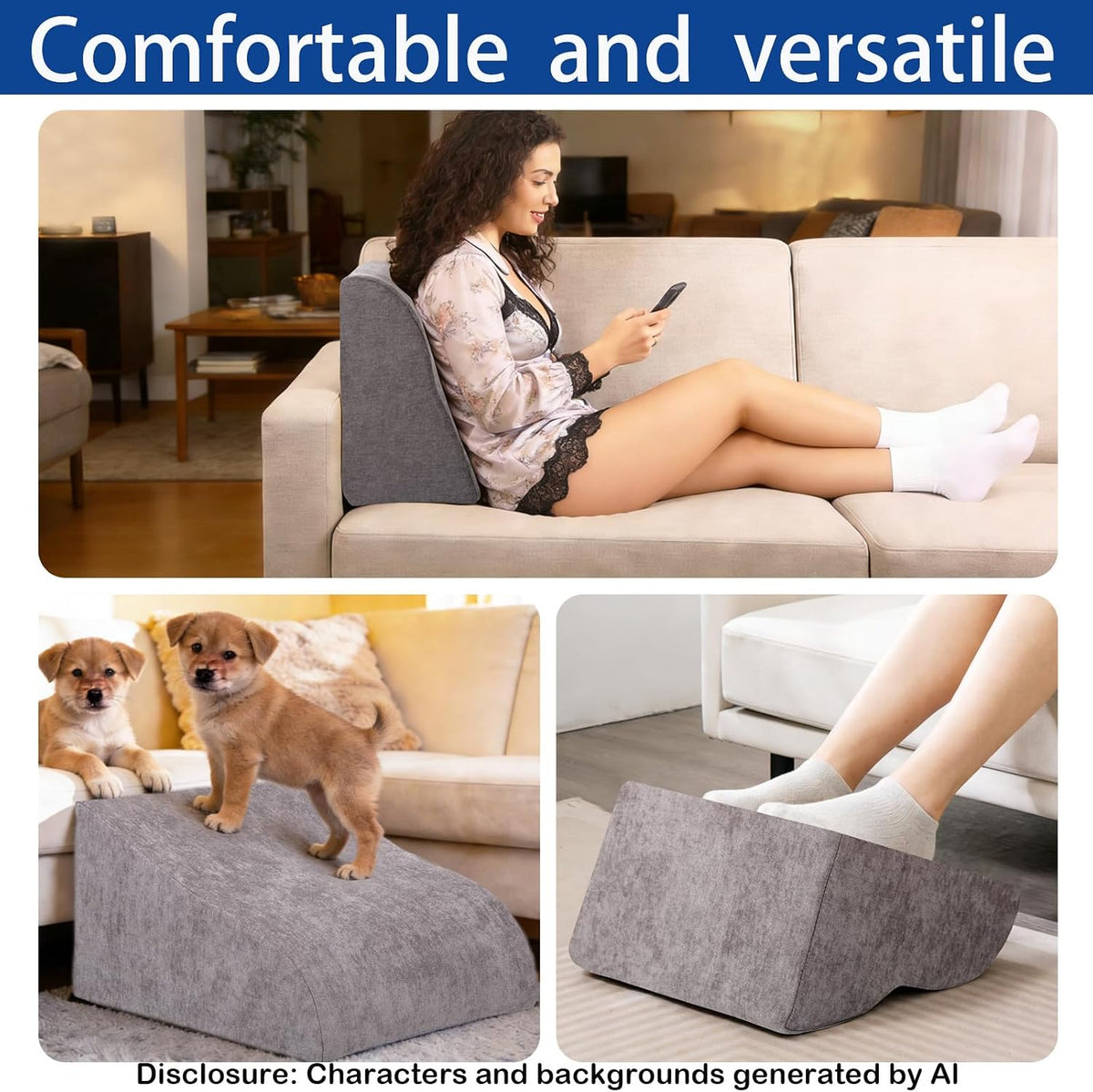 Foot Rest for Under Desk at Work, Ergonomic Under Desk Footrest with Washable Cover for Office, Home & Gaming Leg Elevation Pillow Black