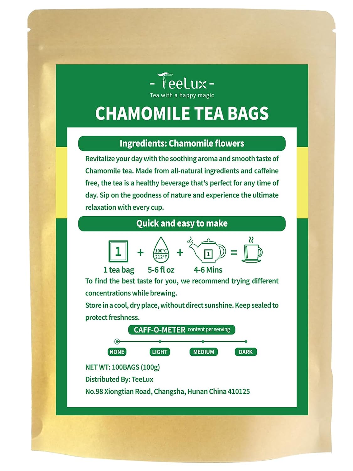 TeeLux Milk Thistle Tea Bags, Natural Milk Thistle Seed Tea, Mild & Mellow Taste, Caffeine Free, 100 Count