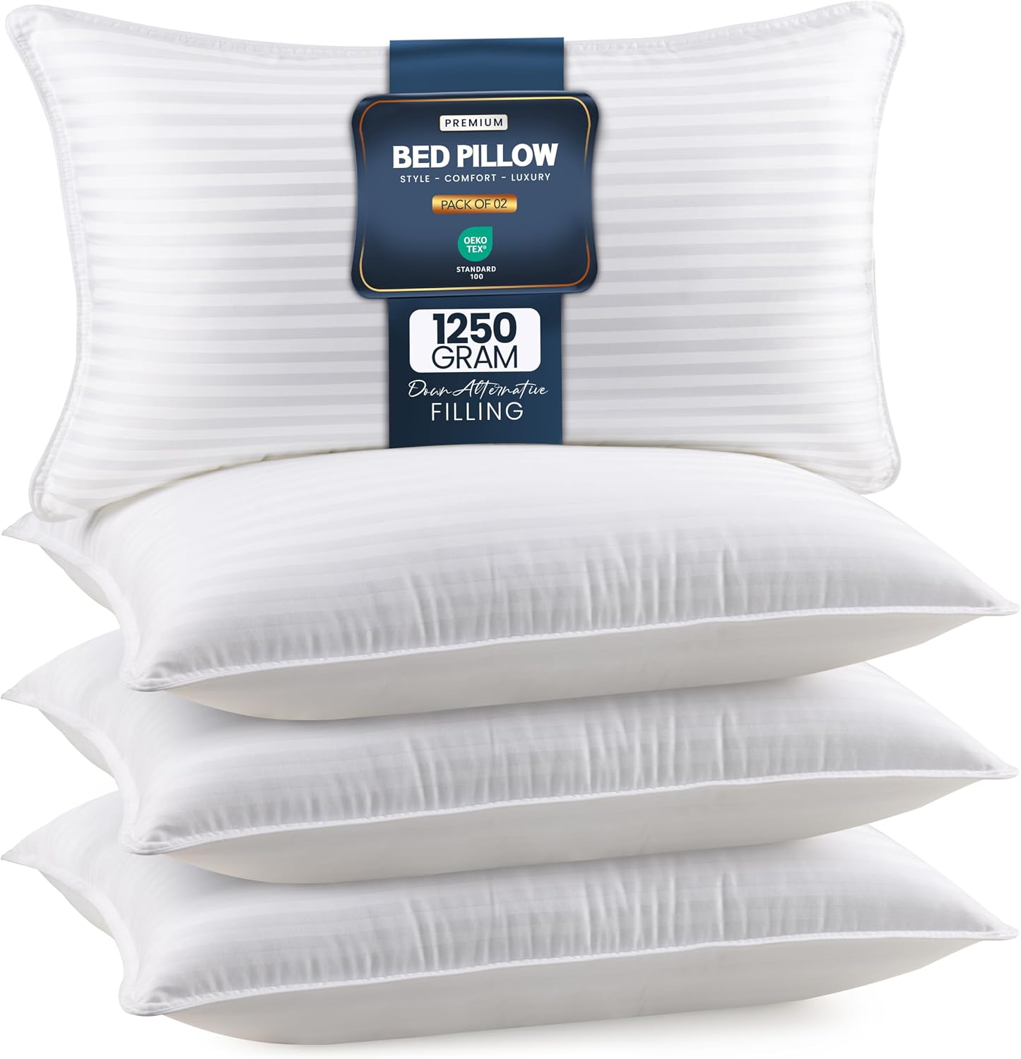 Utopia Bedding Bed Pillows for Sleeping Queen Size (White), Set of 2, Down Alternative Pillow for Sleeping, Cooling Hotel Quality Pillow Set for Back, Stomach or Side Sleepers