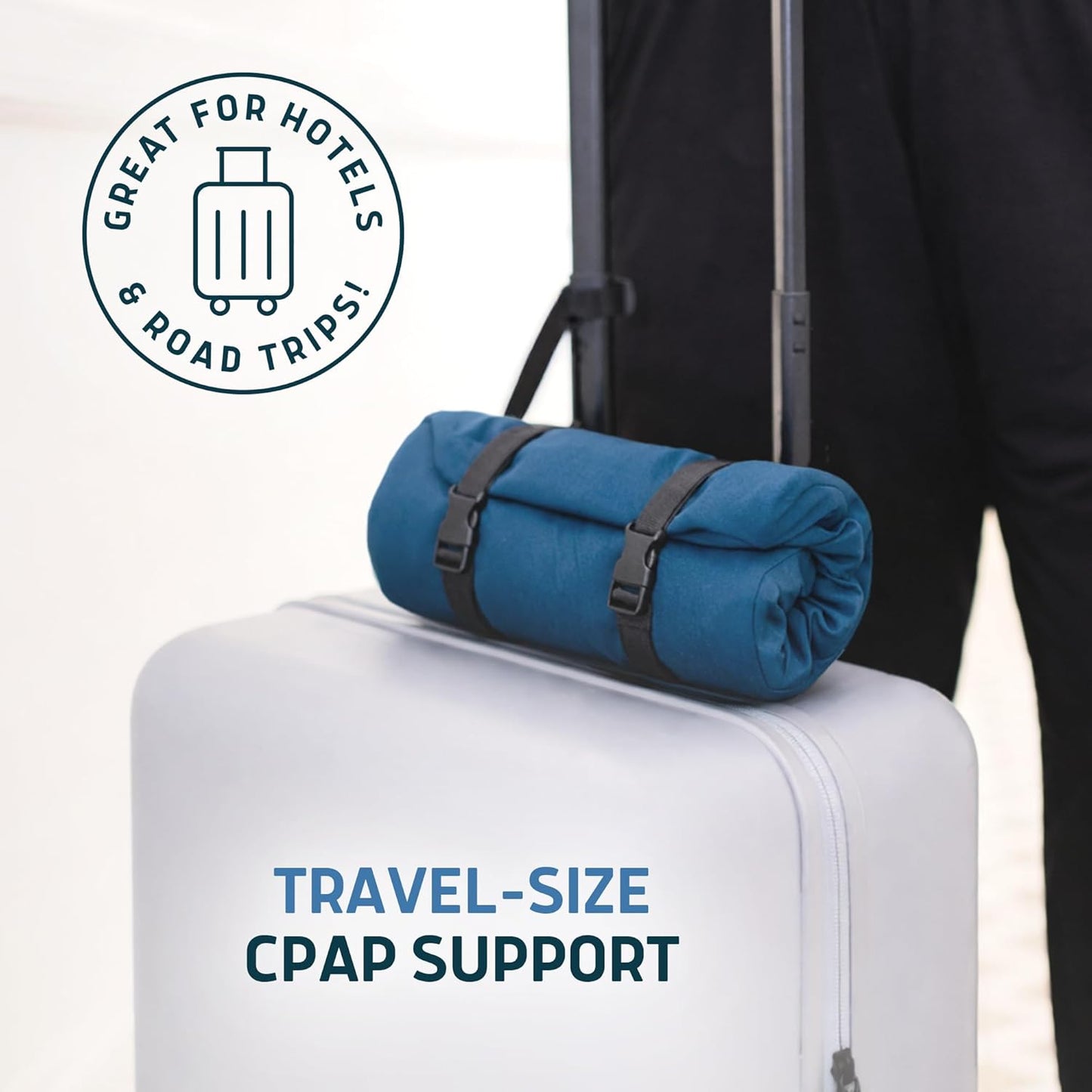 Lunderg Parkin CPAP Pillow for Side & Back Sleepers - The Only Down Alternative with Adjustable Filling & 100% Cotton Case - Reduce Air Leaks & Mask Pressure for Better Sleep - Works with All Masks