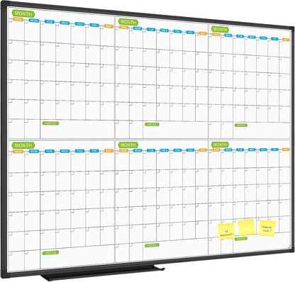 JILoffice Magnetic Dry Erase Calendar Whiteboard, 4 Month White Board Planner 36 X 24 Inch, Black Aluminum Frame Wall Mounted Board for Office Home and School