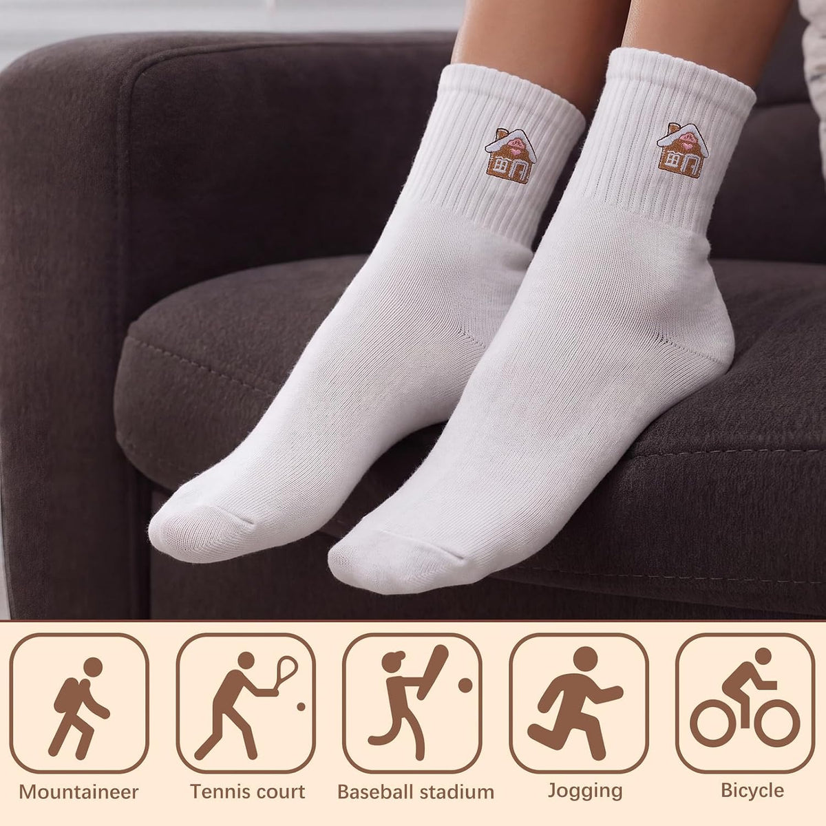 Eurzom 10 Pairs Socks Womens Crew Elastic Ankle Length Cotton Socks Aesthetic Cute Lightweight Low Cut Gifts for Women - Colors A