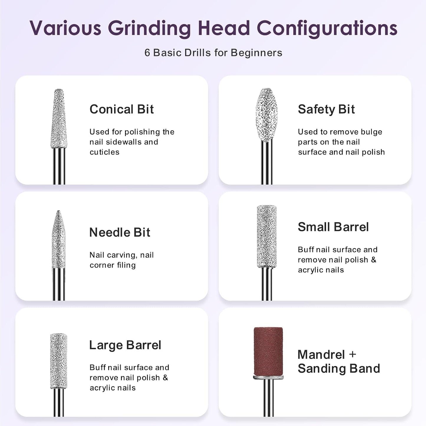COSLUS C20 Cordless Nail Drill Electric File: Professional for Acrylic Gel Dip Powder Nails, Portable All-in-One Nail Drill Machine Kit for Manicure & Pedicure, Rechargeable Lightweight, Purple