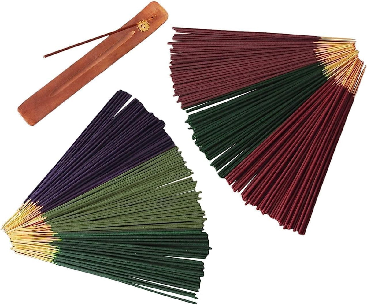 Hosley 320 Assorted Incense Sticks with Holder Eucalyptus, Fresh Bamboo, Lavender, Myrrh, Lavender Chamomile, Vanilla, Citrus, Dragon Blood Idea for Home, Wedding, Spa, Meditation & Aromatherapy