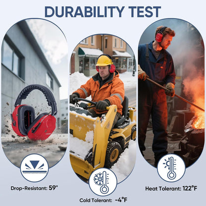 TICONN Noise Cancelling Ear Muffs for Adults, SNR 33dB Hearing Protection, Adjustable Safety Earmuffs for Construction