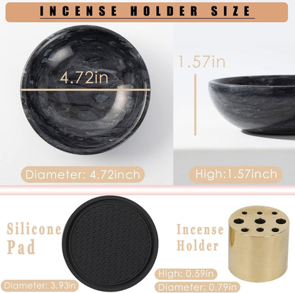 Incense Holder, Natural Marble Incense Holder for Sticks with 9 Incense Holes, Handmade Incense Stick Burner Ideal for Smudging, Decoration