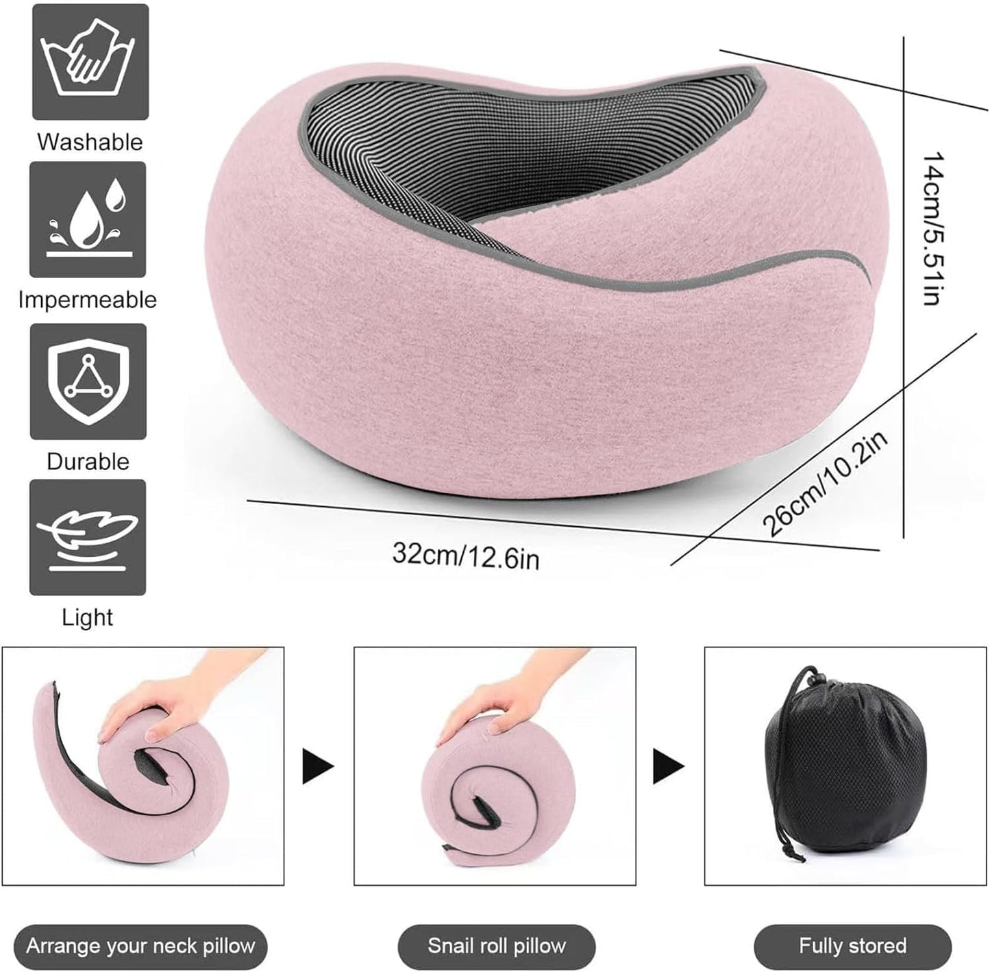 WEERSHUN Travel Pillow for Airplanes, 2026 New Memory Foam Neck Pillow with Chin Wrap for Traveling, Suitable for Airplanes, Offices and Cars (Dark Gray)