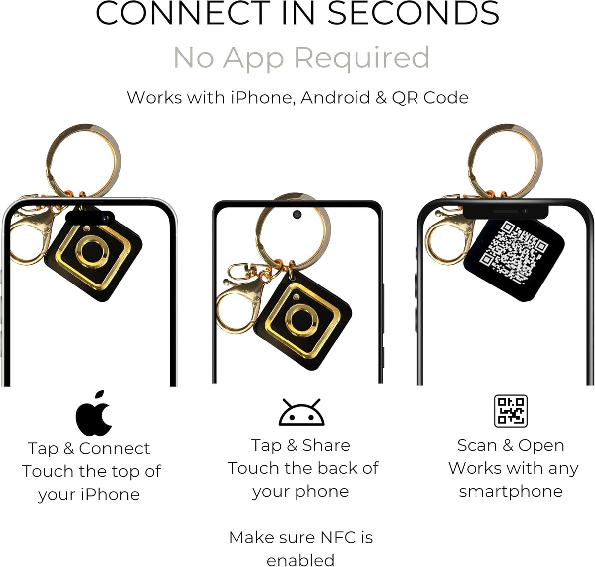 VTAG.ID NFC Digital Business Card Keychain - Tap to Share Contact & Social