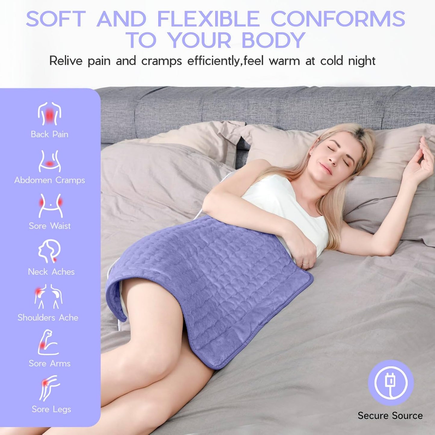 Heating Pad for Period Cramps, Heating Pad for Back/Neck/Shoulder Muscle Pain, 6 Heating & 4 Timer Setting, Auto Shut Off, Dry/Moist Heat & Machine Washable, Birthday Christma s Gifts for Women Mom