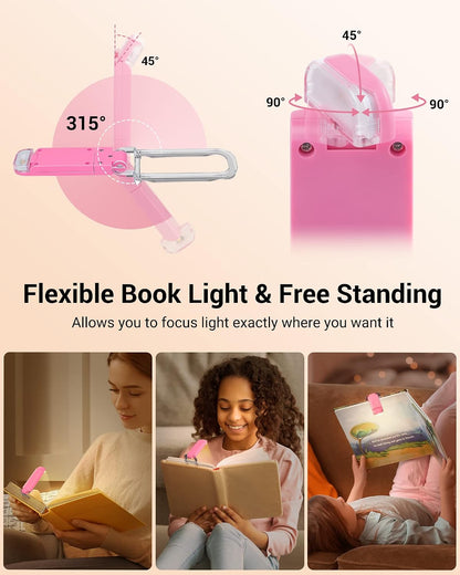 DEWENWILS USB Rechargeable Book Light for Reading in Bed, LED Book Reading Lights with Clip, Perfect for Bookworms, Kids, Warm White, Brightness Adjustable (Blue)