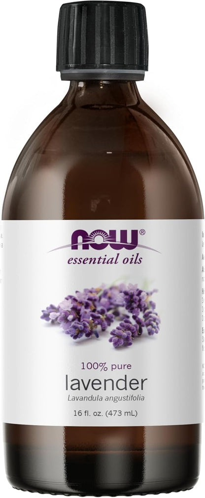NOW Essential Oils, Lavender Oil, Soothing Aromatherapy Scent, Steam Distilled, 100% Pure, Vegan, Child Resistant Cap, 4-Ounce