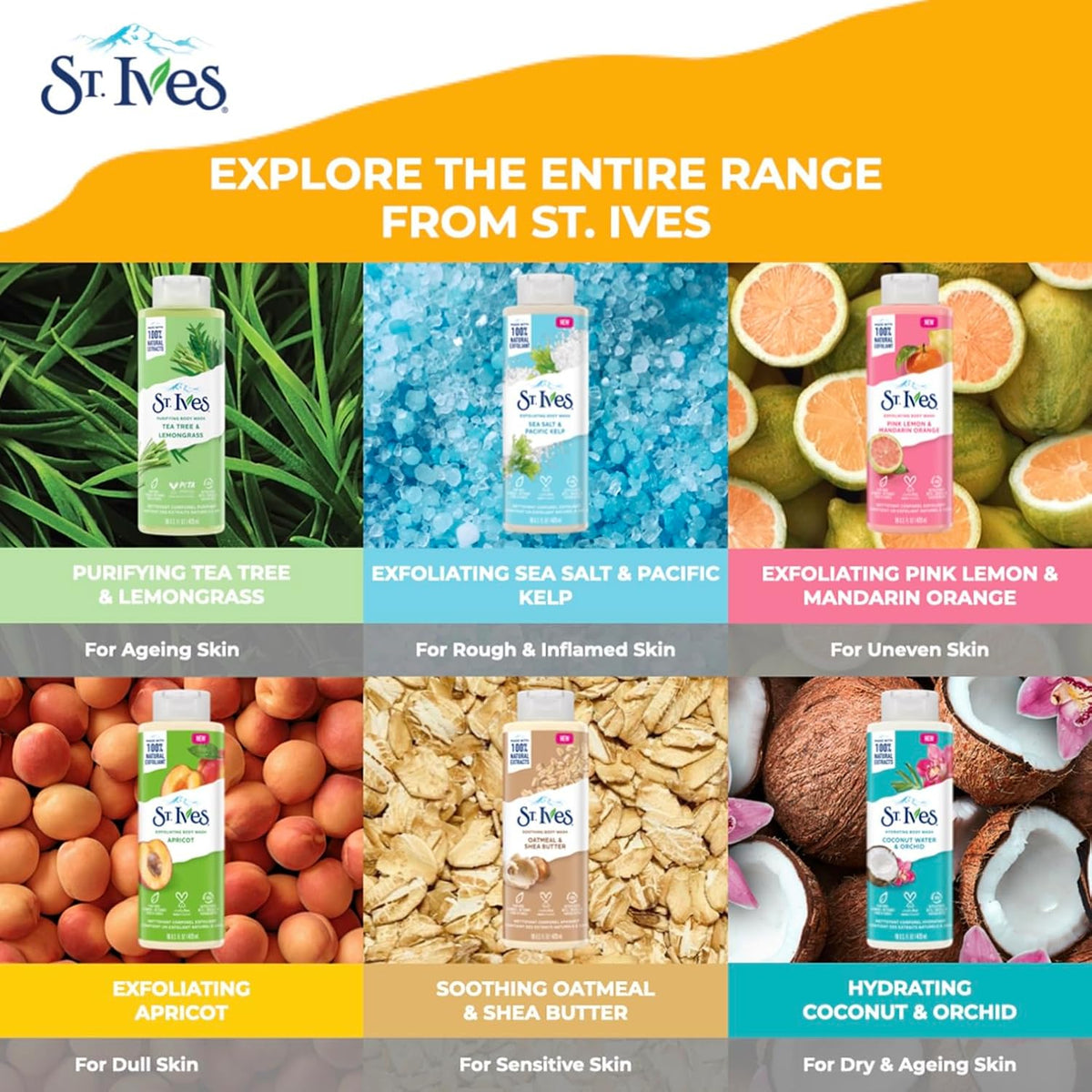 St. Ives Exfoliating Body Wash - Sea Salt & Pacific Kelp Scrub, Natural Body Wash, Body Soap, or Hand Soap with Plant-Based Exfoliants for Glowing Skin, 16 Oz Ea (Pack of 3)