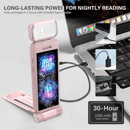 KTEBO 2 Pack Rechargeable Book Light Clip-On Reading Light for Books in Bed | 9 eye-friendly modes from 3 color temperatures and 3 brightness, USB-C up to 30 hrs - Black & Black