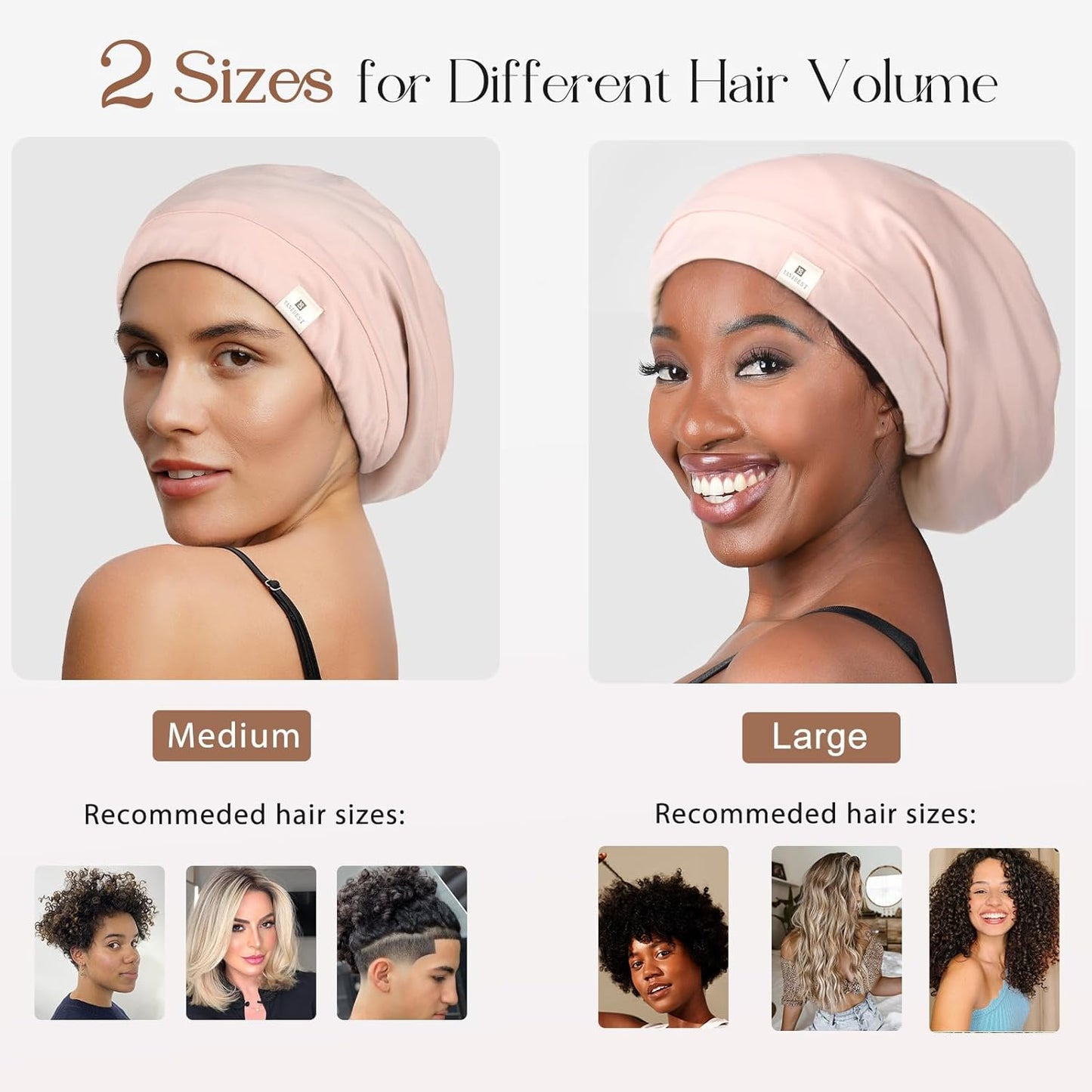 YANIBEST Hair Cover Bonnet Satin Sleep Cap - Adjustable Stay on Silk Lined Slouchy Beanie for Night Sleeping Surgical Hats Pure Black