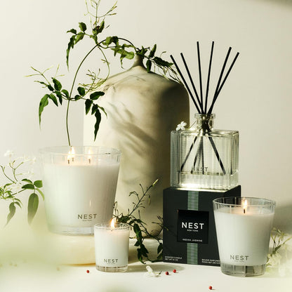 NEST New York Reed Diffuser, Bamboo - 5.9 fl oz - Fragrance for Up to 90 Days - Reusable, Refillable Glass Holder - Includes 8 All-Natural Reed Sticks - Flame Free