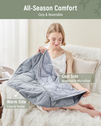 Weighted Lap Blanket 7 lbs for Adults, Luxury Soft Small Weighted Blanket, Compact Portable Weighted Lap Pad for Relaxation, Sleeping, Travel, All-Season Use, Forest Green, 40" x 52"