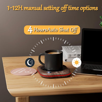 Mug Warmer Upgraded,Coffee Mug Warmer for Desk LEDs Light 3 Temp Settings (113-167°F) 1-12H Timer 4 H Auto Shut Off Beverage Cup Candle Warmer for Coffee Tea Milk(Black)