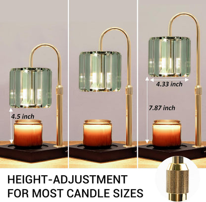 Yuichoy Candle Warmer Lamp with Timer, Dimmable Electric Candle Wamer Adjustable Height, Gifts for Women Mom, Glass Modern Candles Melter Lamp, Black