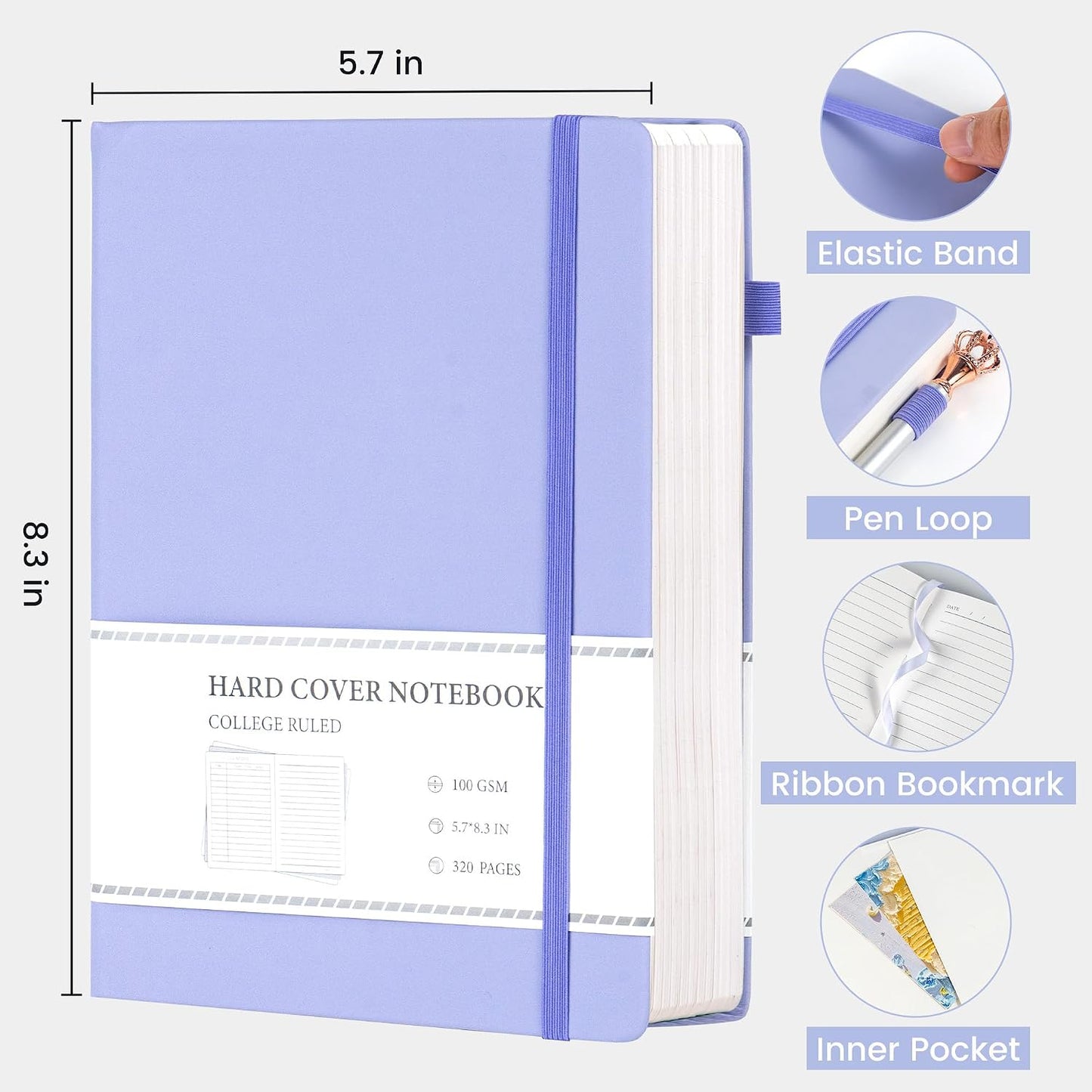 CAGIE Lined Journal Notebook for Women Men 320 Pages 100 Gsm Paper Thick Journaling Notebooks A5 Leather Journals for Writing Hardcover Journal Supplies for Work Note Taking Diary, 5.7x8.3 In, Green
