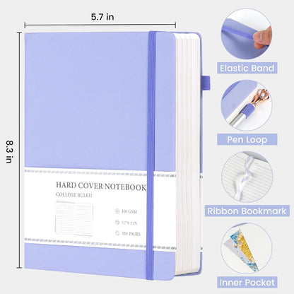 CAGIE Lined Journal Notebook for Women Men 320 Pages 100 Gsm Paper Thick Journaling Notebooks A5 Leather Journals for Writing Hardcover Journal Supplies for Work Note Taking Diary, 5.7x8.3 In, Green