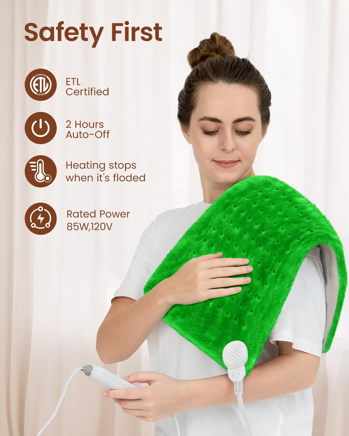 RENPHO Electric Heating Pad for Back with 10 Heat Levels