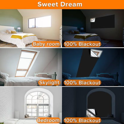 Portable Blackout Curtains (79" x 57"), 100% Portable Blackout Blinds with 15 Pair Hook & Loop Tabs Stick-on, Temporary Shades for Baby/Travelers/Bedroom