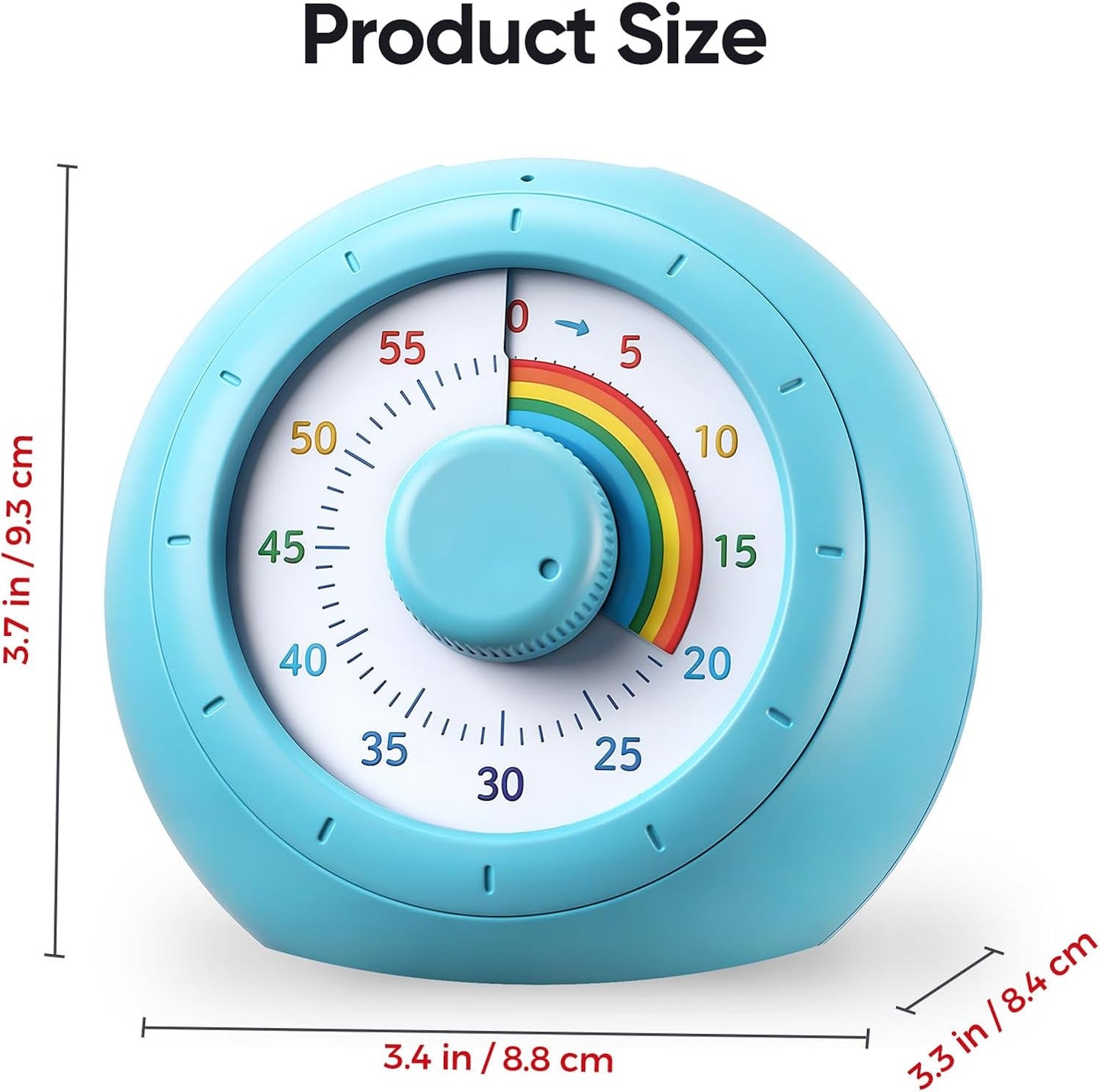 Visual Timer for Kids, 60-Minute Silent Countdown for Classroom, Home, Office, Kitchen, Rainbow Pattern Desk Timer, Time Management Tools with Silent Operation, Pomodoro Timer (Green)