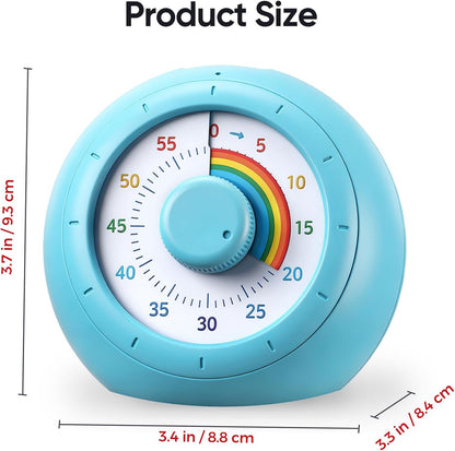 Visual Timer for Kids, 60-Minute Silent Countdown for Classroom, Home, Office, Kitchen, Rainbow Pattern Desk Timer, Time Management Tools with Silent Operation, Pomodoro Timer (Green)