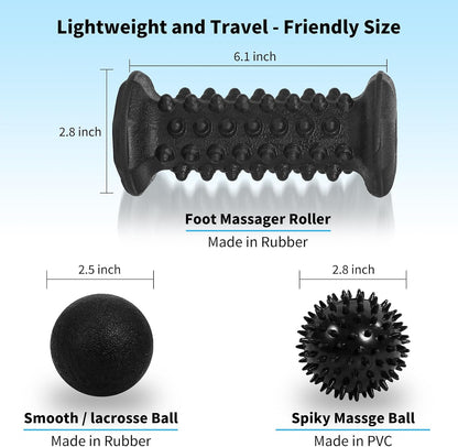 Plantar Fasciitis Relief,Foot Roller Massager,Massage Lacrosse Ball,Spiky Ball Therapy Set for Relieve Plantar Fasciitis,Foot Arch and Heel Pain,Neuropathy Pain Relief Feet,Deep Tissue Muscle Massage