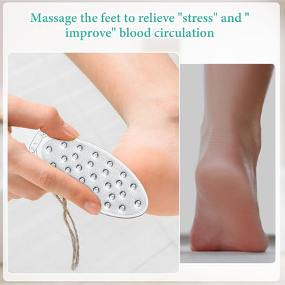 2 Pcs Stainless Steel Foot File Callus Remover Double Sided Metal Foot Scraper Rasp Scrubber for Wet or Dry Skin Professional Pedicure Tool for Hard Skin Cracked Heels Feet (Classic Style)