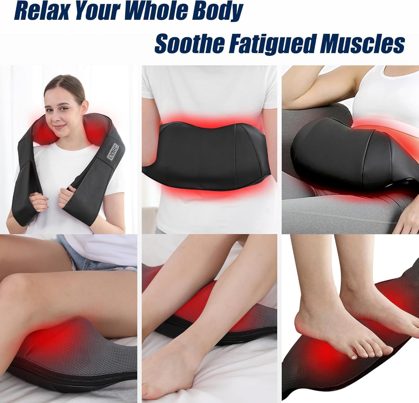 UFFAE Shiatsu Neck and Back Massager with Heat, Electric Deep Tissue Kneading Neck and Shoulder Massage (NOT Cordless)