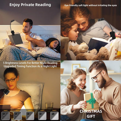 4 Pack Reading Light with 3 Color Temperature, 6 LED Book Clip Lamp for Reading in Bed, Easily Clip on to a Small Mini Lightweight Book Lights for Read Book Lovers