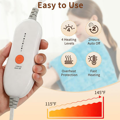 Electric Heating Pad HSA Eligible, Heated Pad for Back Neck Shoulder Pain Relif, Heating Pad for Period Cramps with 2H Auto Shut Off and 4 Heating Levels, 12"x24" Dark Grey