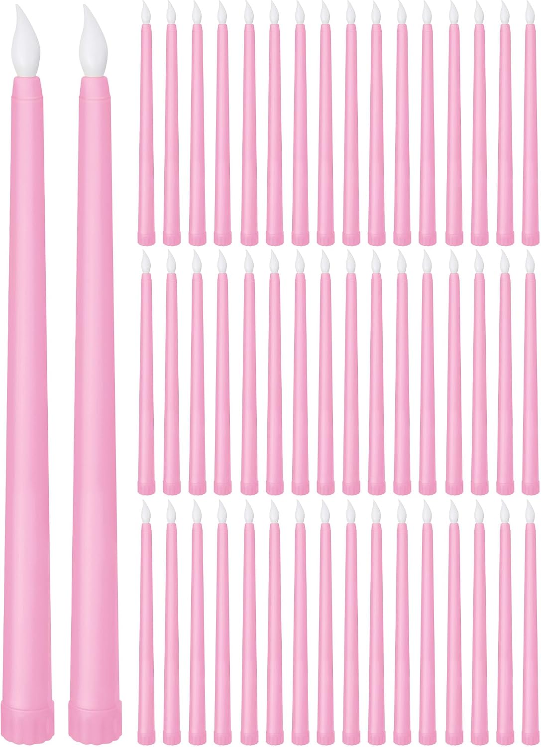 Treela 72 Pcs Flameless LED Taper Candles Battery Operated Candles Bulk 11 Inch Flickering Fake Candlesticks with Warm Light for Valentines Day Church Wedding Party Battery Not Included(Classic,Ivory)