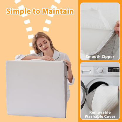 Ruqmuis Wedge Pillow for Acid Reflux, Bed Wedge Pillow for Headboard 10", Pillow Wedge for Back Pain Relief, Post Surgery, Elevated Pillows for Sleeping, Snoring, Triangle Pillow with Cover, White
