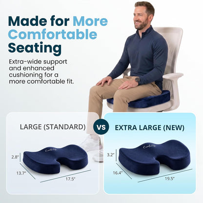 ComfiLife Gel Enhanced Seat Cushion – Office Chair Cushion – Non-Slip Gel & Memory Foam Coccyx Cushion for Tailbone Pain - Desk Chair Car Seat Cushion Driving - Sciatica & Back Pain Relief (Navy)