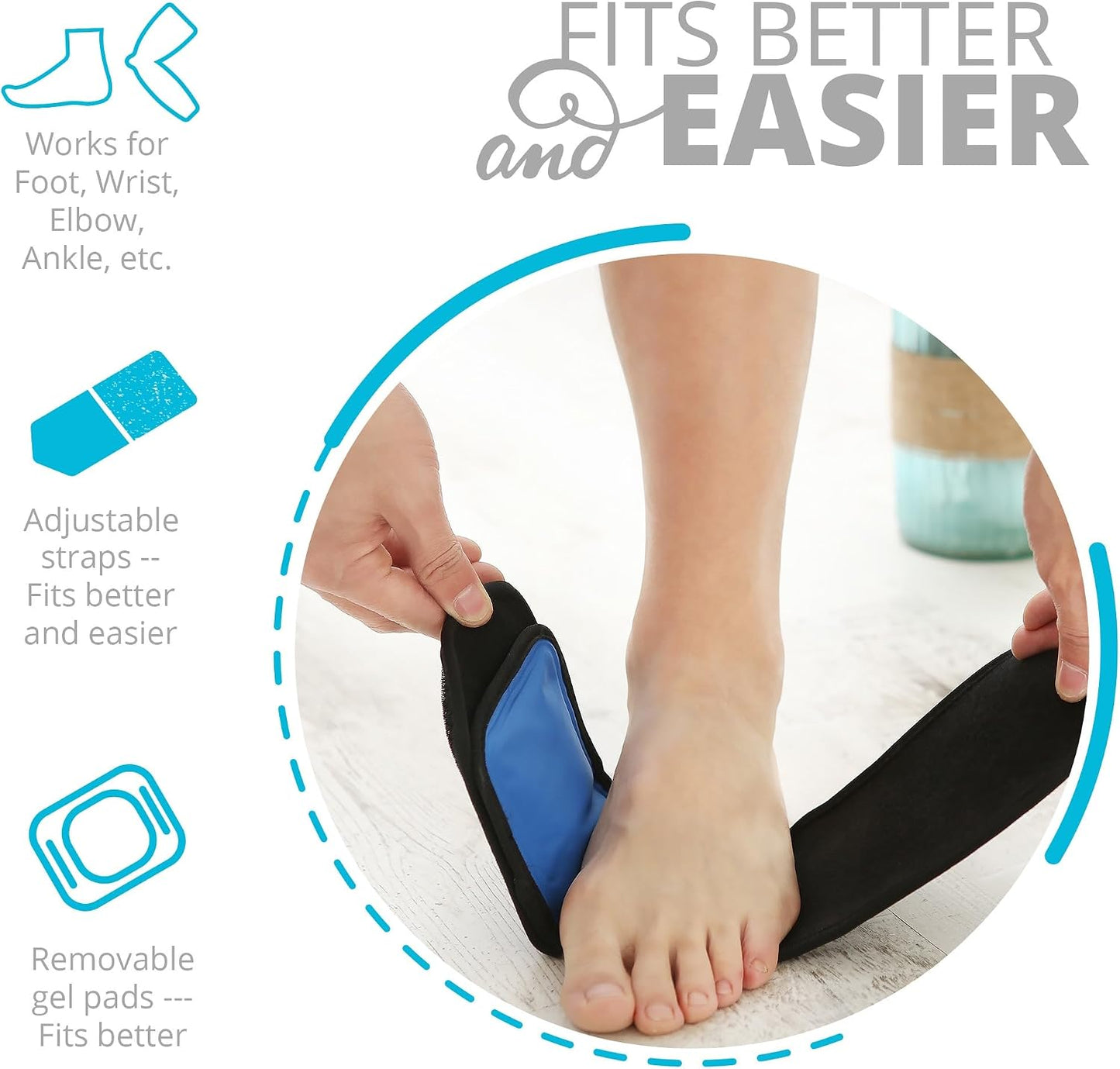 BODYPROX Cold & Hot Therapy Wrap, Reusable Gel Pack for Pain Relief. Great for Sprains, Muscle Pain, Bruises, Injuries, Etc. (Foot, Arm, Elbow, Ankle).