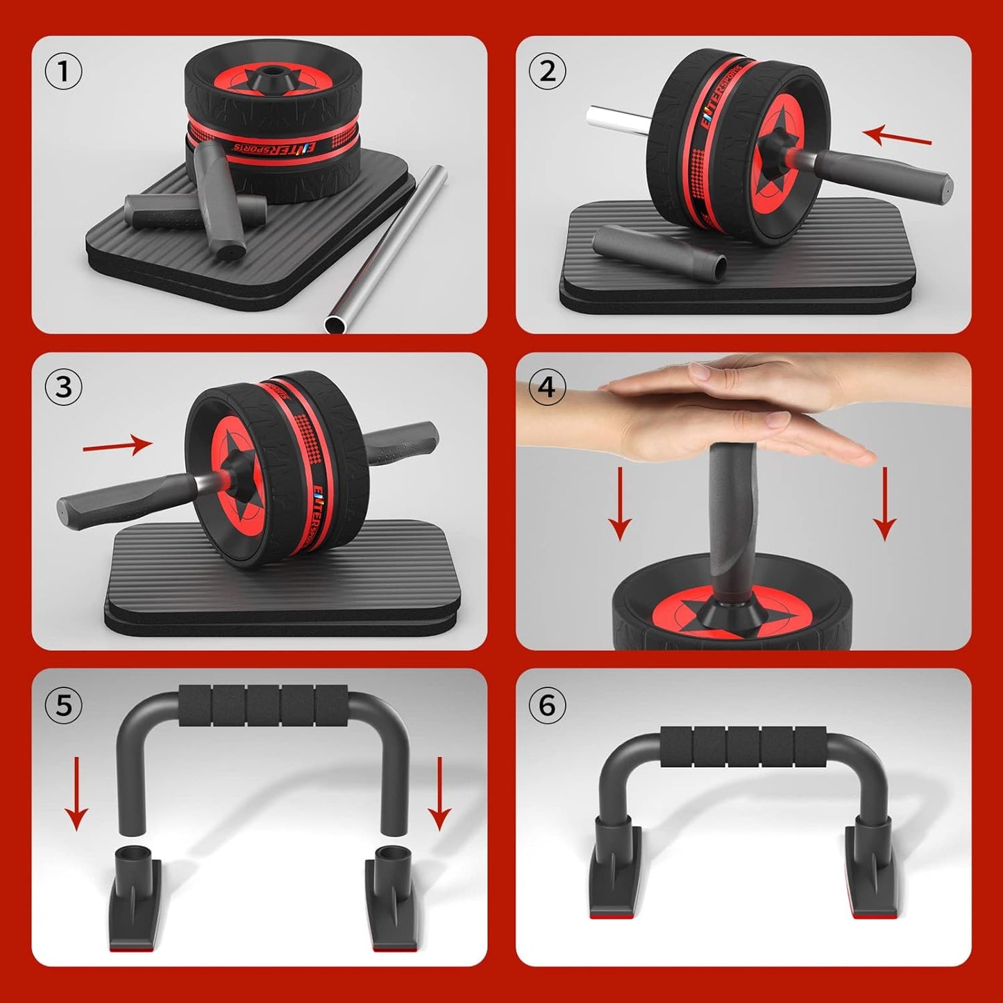 Ab Roller Wheel for Abs Workout - Abdominal Exercise Equipment with 2 Knee Pads for Home Gym, Core Strength Training, Fitness Equipment for Men & Women
