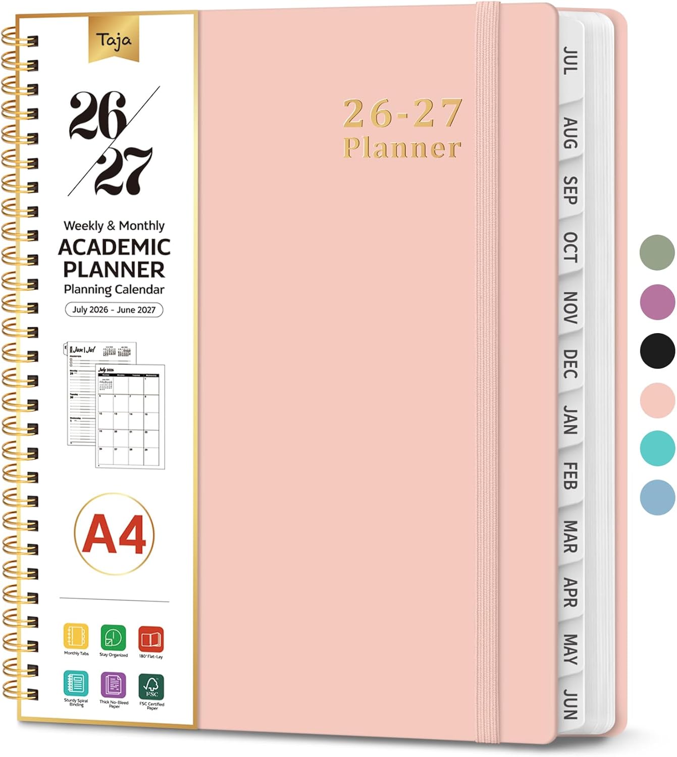Planner 2026-2027, 8.5" x 11" Weekly and Monthly Academic Year Planner Calendar, July 2026 - June 2027, Hardcover Large School Planning Agenda With Tabs, Perfect for School & Office Supplies, A4, Green