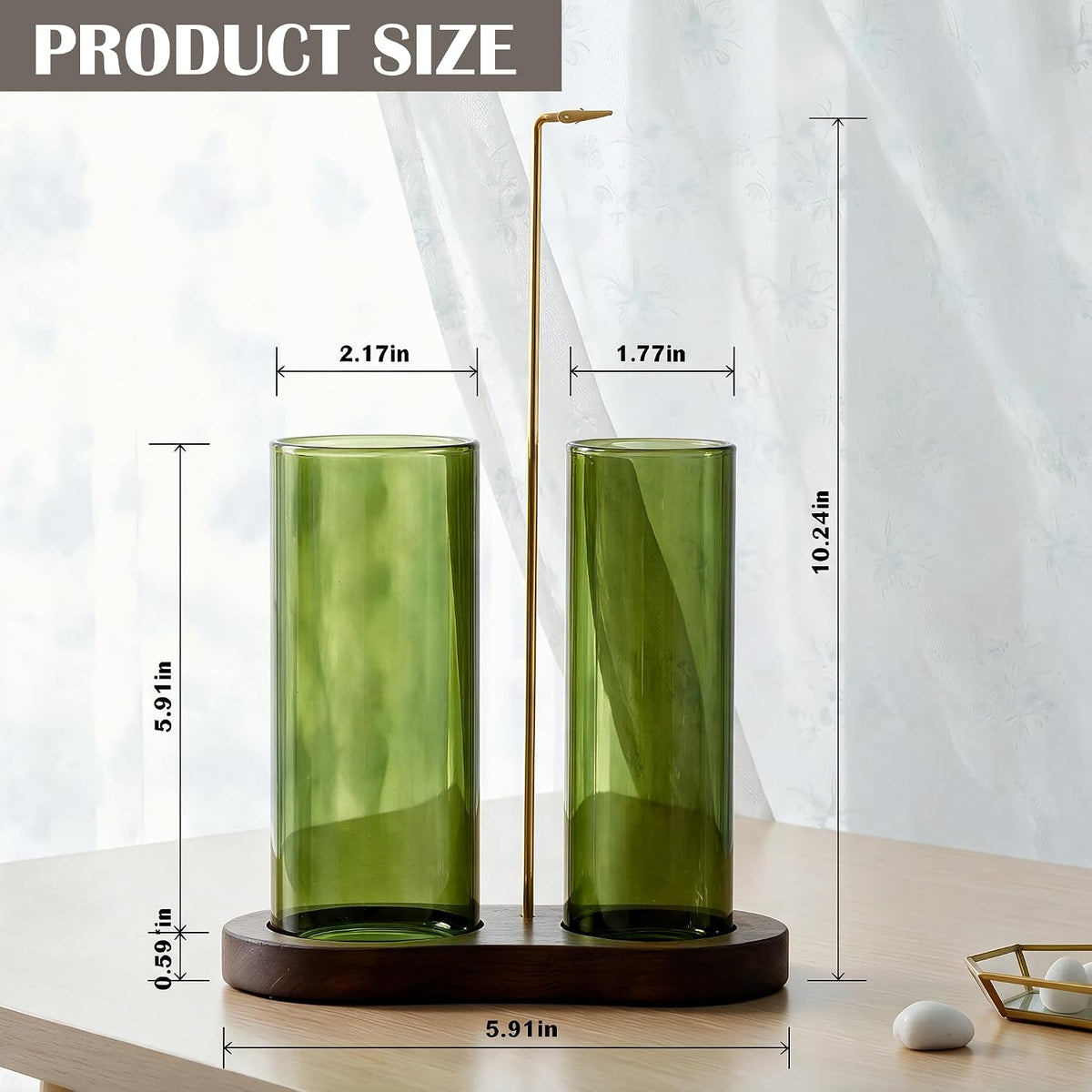 2 in 1 Anti-Ash Incense Holder for Sticks, Upside Down Hanging Incense Burner with Removable Glass Ash Catcher and Wooden Base, Modern Vertical Zen Decor for Home Office Yoga Meditation Room（Clear）