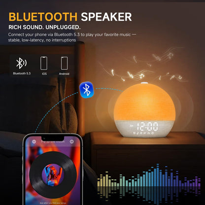 Geuuap Sunrise Alarm Clock White Noise Machine with Bluetooth Speaker,Khaki