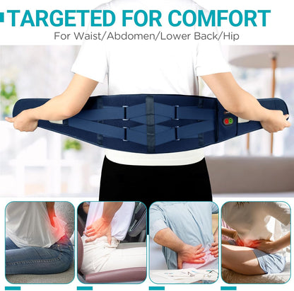 Comfytemp Cordless Heating Pad with Massager for Back, Birthday Gifts for Women Men, FSA Eligible HSA Portable Lower Back Massager Rechargeable Wireless Electric, Mom Dad Seniors 3 Heat 30mins Off