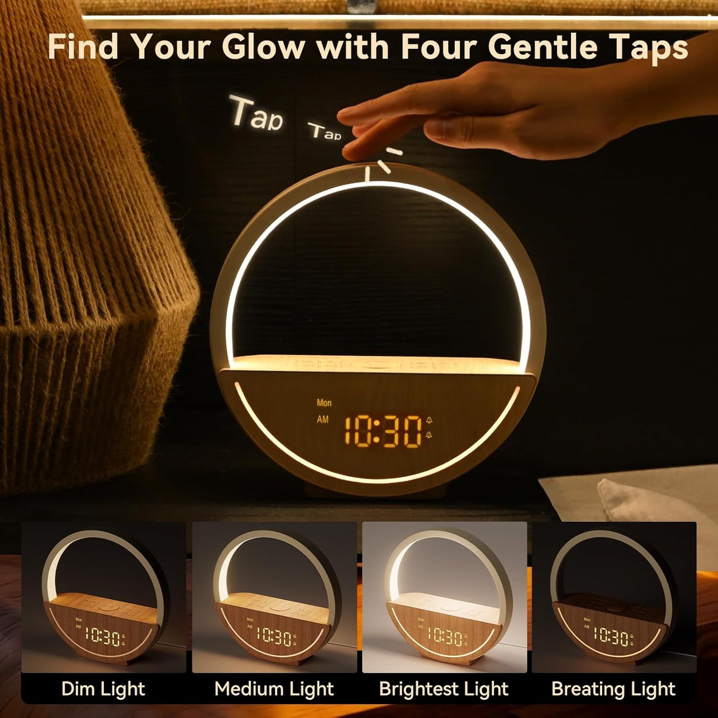 Vivilumens Sunrise Alarm Clock - Gentle Wake Up White Noise Sound Machine Alarm Clocks with 20 Soothing Sounds for Bedroom, Dual Alarms for Heavy Sleepers, Touch Control Night Light, Snooze, Timer