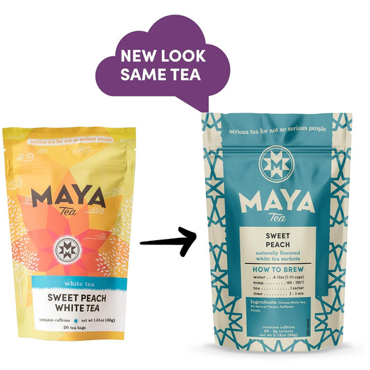 Maya Tea Sweet Peach White Tea Sachets, Contains Caffeine, All Natural, Pack of 20