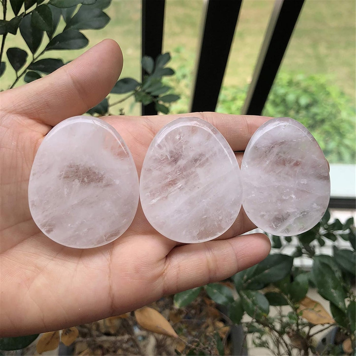 Fekuar Natural Moonstone Crystal Thumb Worry Stone, Hand Carved Healing Crystal Teardrop Pocket Worry Stones for Anxiety Stress Relief Meditation